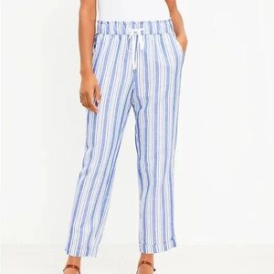 Loft Linen Striped Blue and White Women's Pants
